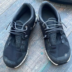 Black on cloud, slide and running shoes. Good used condition.